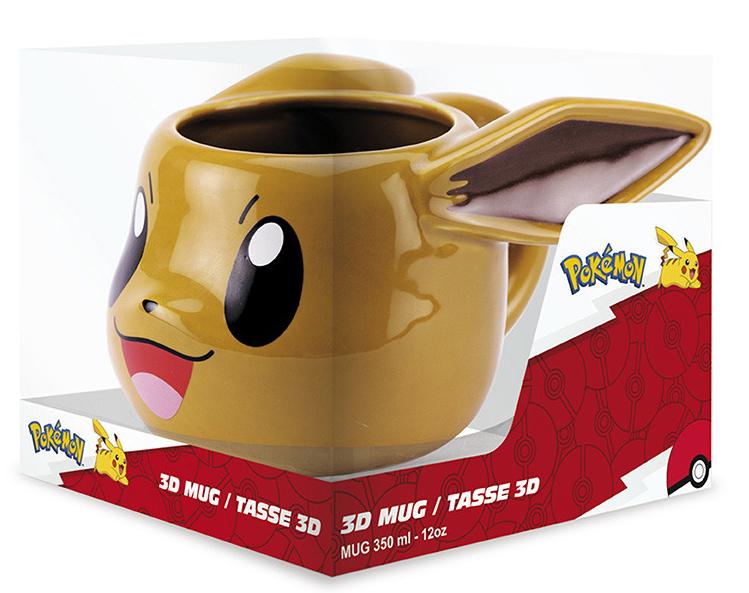 Pokémon Eevee 3D-krus, vist sammen med emballagen
