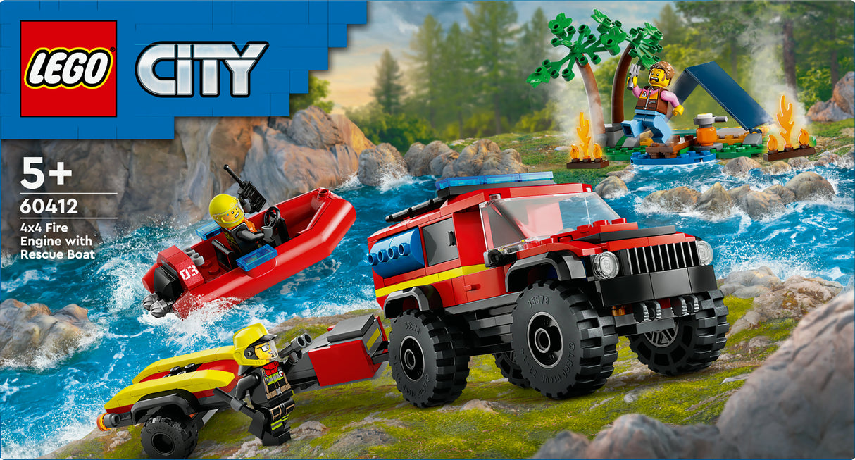 LEGO 60412 City fire off-road vehicle with rescue boat, construction toy LEGO