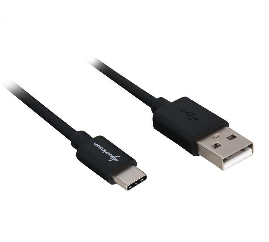 Sort Sharkoon USB 2.0 kabel med USB-A og USB-C stik