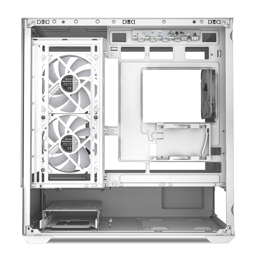 Sharkoon MK6 RGB White Panoramic Dual Tempered Glass 3x 120mm ARGB PWM Fans USB-C BTF Micro-ATX Gaming PC Case Sharkoon