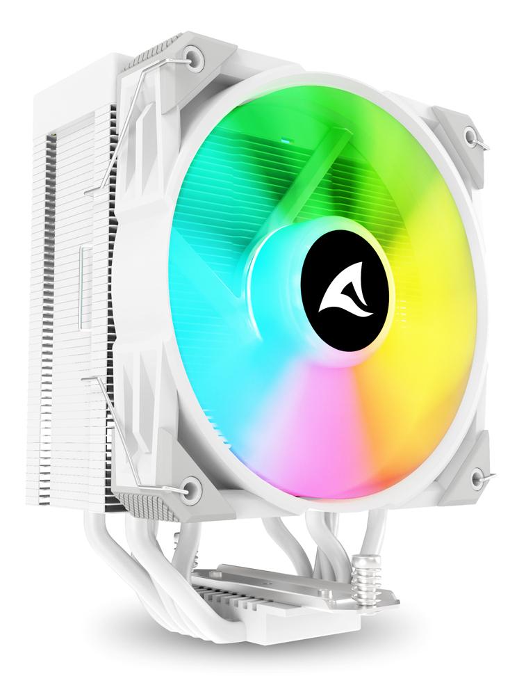 Sharkoon A50 RGB CPU-køler – hvid, 5 heatpipes, 120 mm PWM – billede 2