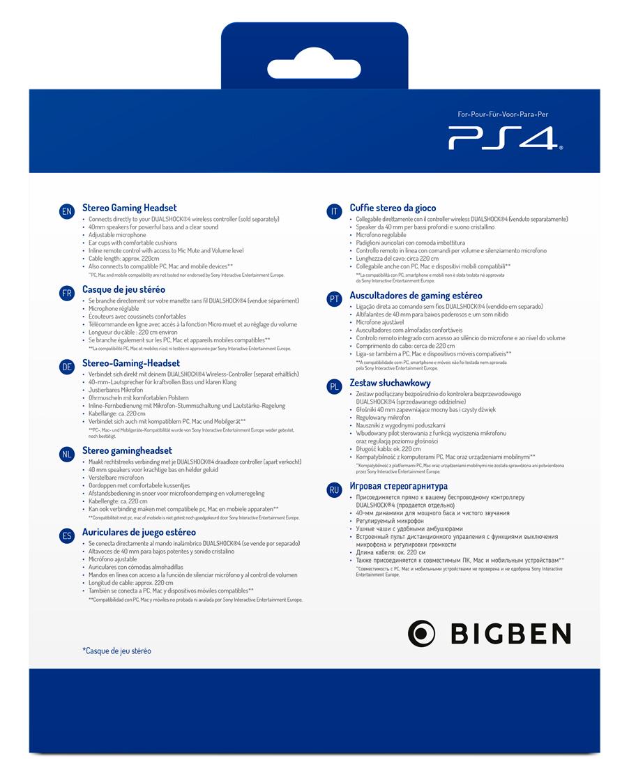 Playstation 4 HW Bigben Stereo Gaming Headset v3 (White) Nacon