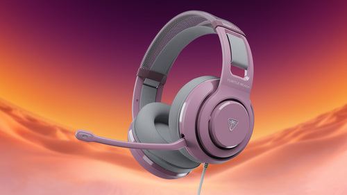 Turtle Beach Atlas 200 – gamingheadset i Lilac Mist – Headset på illustreret baggrund