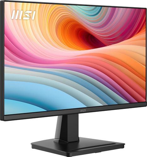 MSI PRO MP225 E12VL – 21,45″ skærm, 1920 × 1080, 120 Hz – forside set skråt fra venstre