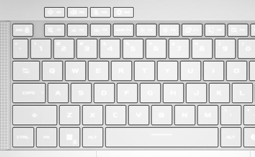 ASUS ROG Zephyrus G14 GU405AW-SY017W – nærbillede af produktets detaljer (vinkel 3); tastaturlayout illustrativt