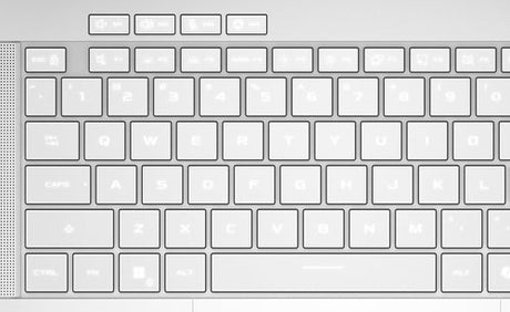ASUS ROG Zephyrus G14 GU405AW-SY017W – nærbillede af produktets detaljer (vinkel 3); tastaturlayout illustrativt
