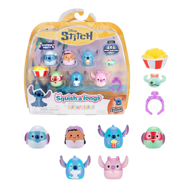 Squish-a-longs Disney Stitch – 6 minifigurer 2,5 cm – figurer og tilbehør