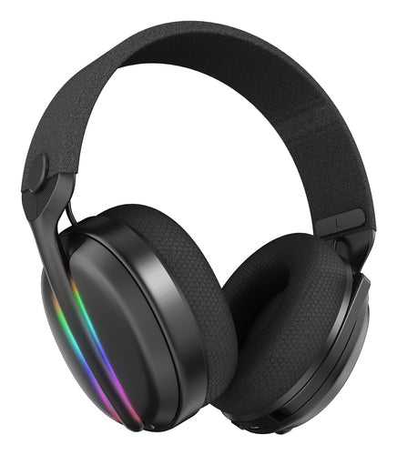 Subsonic Vektra – sort trådløst gamingheadset med RGB – set skråt fra siden
