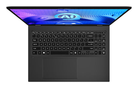MSI Prestige 16 AI Evo B1MG-234FRNN – tastatur og touchpad set ovenfra