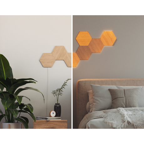 Nanoleaf - Elements - Wood Look Hexagons Starter Kit- 7 Panels Nanoleaf