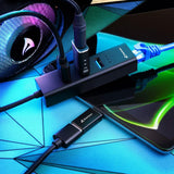 Sharkoon USB 3.2 Gen 1 aluminiumshub – 3 USB-porte og Gigabit Ethernet – billede 4