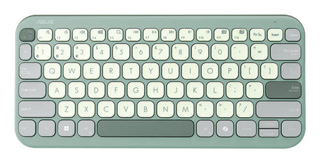 ASUS Marshmallow Keyboard KW100 – taster og arbejdsflade set ovenfra; tastaturlayout illustrativt