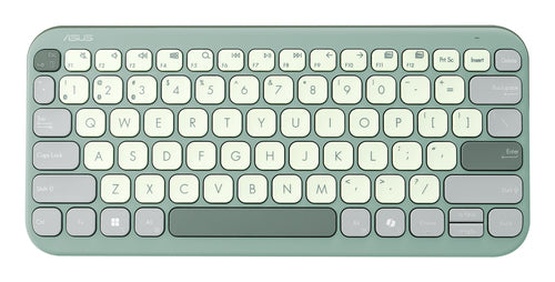 ASUS Marshmallow Keyboard KW100 – taster og arbejdsflade set ovenfra; tastaturlayout illustrativt