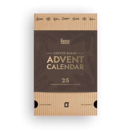 The Brew Company kaffejulekalender 2026 – 25 × 50 g hele bønner – kalenderens lukkede emballage