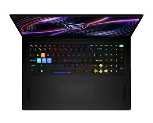 MSI Raider 18 HX A2WH-1088DE – tastatur og skærm set ovenfra