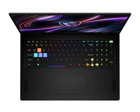 MSI Raider 18 HX A2WH-1088DE – tastatur og skærm set ovenfra