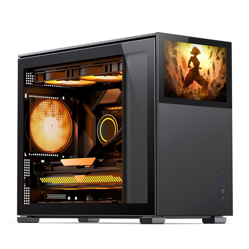 Jonsbo D31 Screen mATX Case, Tempered Glass - Sort