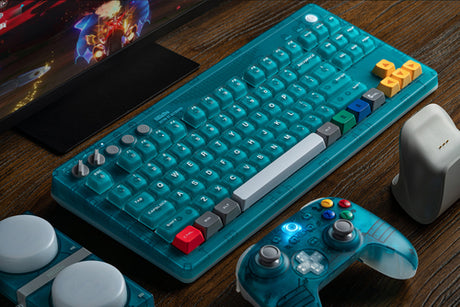 8BitDo Retro 87 Mechanical Keyboard Clear Blue – Tastatur ved computer, skærm og controller medfølger ikke