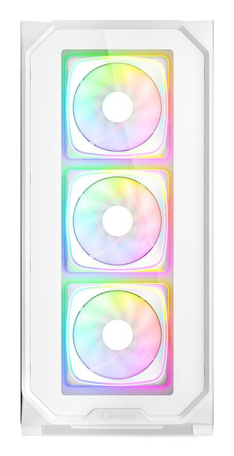 Sharkoon AK5G RGB White Panoramic Dual Tempered Glass 4x 120mm ARGB PWM Fans USB-C BTF ATX Gaming PC Case Sharkoon