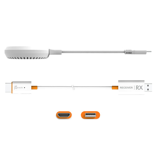 j5create ScreenCast – USB-C til trådløs HDMI – JVAW62 – modtager og sender fra siden