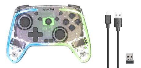 Speedlink - RAIT NX RGB Gamepad - Wireless/Wired - for PC/Android/Switch OLED/Lite, clear transparent Speedlink