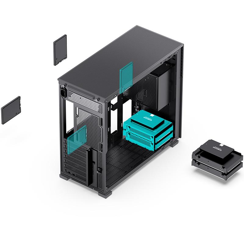 Jonsbo D41 Screen ATX Case, Tempered Glass - Sort