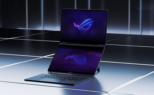 ASUS ROG Zephyrus Duo GX651AX-SR004W – illustreret i brug (vinkel 3); layout på billedet er illustrativt