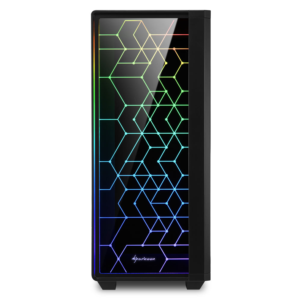 Sharkoon RGB LIT 100 tower case (black, front and side panel of tempered glass) Sharkoon