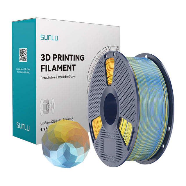 Sunlu PLA+ Silk Forth-Color filament – blå/lilla/orange/gul, 1,75 mm, 1 kg