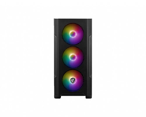 MSI MAG FORGE M100R – sort PC-kabinet – frontens tre ARGB-blæsere