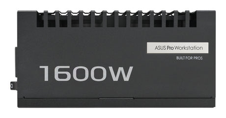 ASUS Pro WS 1600W Platinum – side med ASUS Pro Workstation-logo og 1600W-mærkning