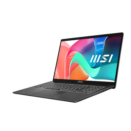 MSI Modern 15 F1MG-1245FRNN – åben computer set skråt forfra