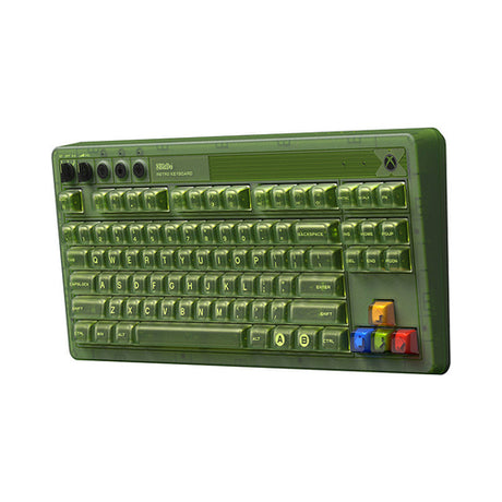 8BitDo Retro 87 Xbox Edition – tastatur, ISO UK – Grønt tastatur skråt forfra