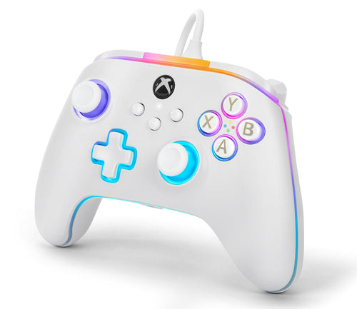 PowerA Advantage Lumectra kablet controller – hvid – Xbox/PC – skråt fra siden
