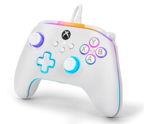 PowerA Advantage Lumectra kablet controller – hvid – Xbox/PC – skråt fra siden