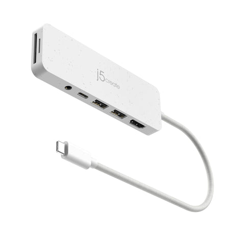 J5 ECO-FRIENDLY USB-C MULTI-PORT HUB WITH POWER DELIVERY - WHITE J5