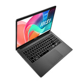 MSI Modern 15 F1MG-1245FRNN – låg og kabinet set skråt