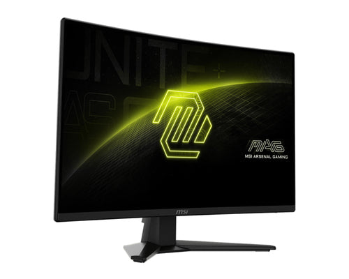 MSI MAG 274CQFDE – 27″ buet WQHD-gamingskærm, 180 Hz – forside set skråt