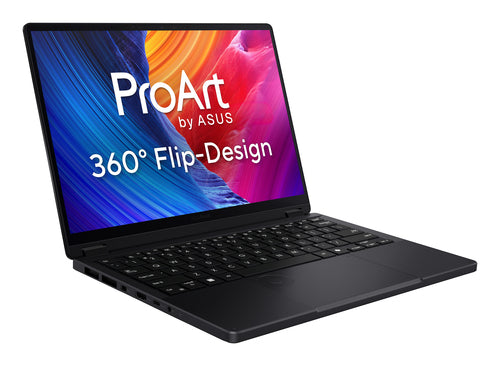 ASUS ProArt GoPro Edition PX13 HN7306EA-LX036W – set skråt forfra (vinkel 2); tastaturlayout illustrativt