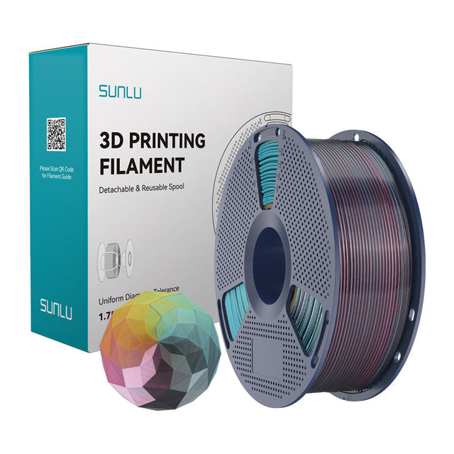Sunlu PLA+ Silk Forth-Color filament – rød/gul/grøn/sort, 1,75 mm, 1 kg