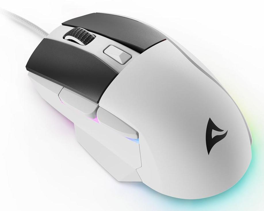 Sharkoon SKILLER SGM35 White 6400 DPI ATG4090 RGB 1000Hz 80g PBT 6-Button Gaming Mouse Sharkoon