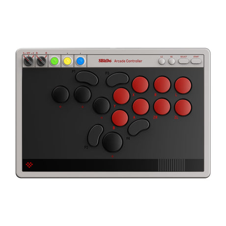 8BitDo Arcade Controller Switch/PC Grå – Grå controller med røde knapper