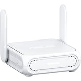 Hvid ASUS RT-BE58 Go rejserouter – skråt forfra med antennerne oppe