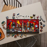 LEGO Batman 76271 – Gotham City fra The Animated Series – modeldele og klodser set ovenfra