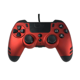 Steelplay MetalTech – rød controller med kabel til PS4 og PC – set skråt fra siden