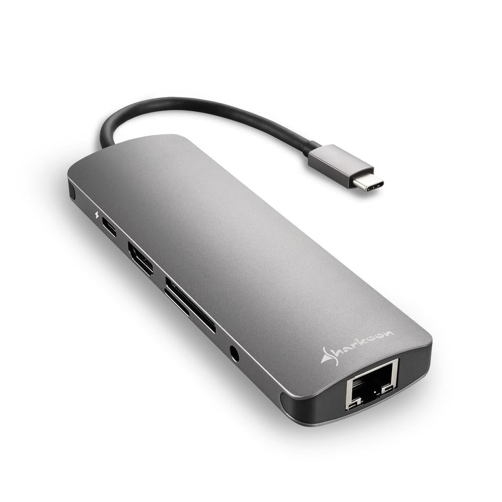 Sharkoon USB 3.0 Type-C Combo Adapter, HDMI, Gigabit LAN og kortlæser
