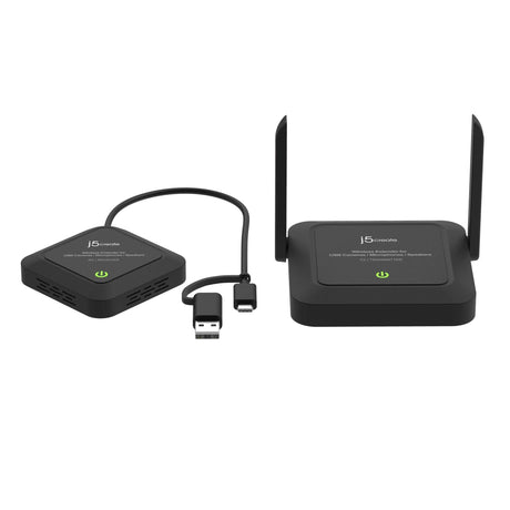 j5create JVW120-N trådløs USB-forlænger – sender og modtager set forfra
