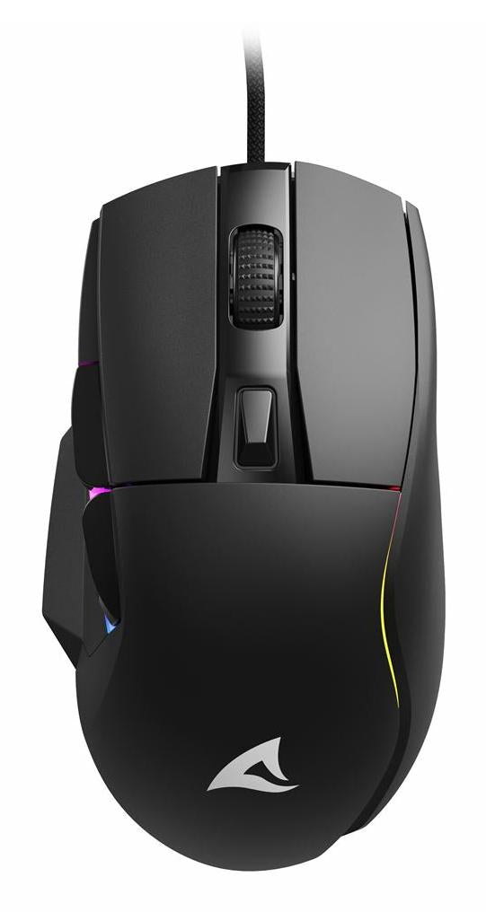 Sort Sharkoon SKILLER SGM35 gamingmus med USB-kabel og RGB-lys langs bunden