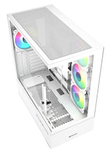 Sharkoon AK6 RGB White Panoramic Dual Tempered Glass 4x 120mm ARGB PWM Fans USB-C BTF ATX Gaming PC Case Sharkoon