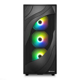 Sharkoon Rebel C80M RGB Black Mesh Airflow 4x 120mm ARGB PWM Fans USB-C Dual 360mm Radiator ATX Gaming PC Case Sharkoon